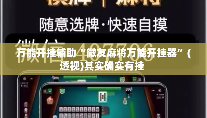 万能开挂辅助“微友麻将万能开挂器”(透视)其实确实有挂 
