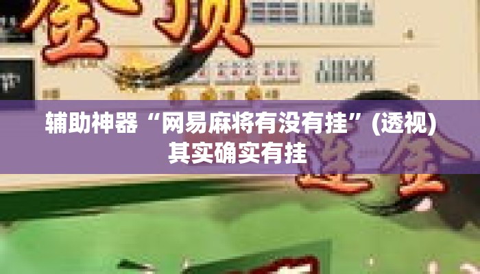 辅助神器“网易麻将有没有挂”(透视)其实确实有挂 