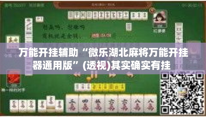 万能开挂辅助“微乐湖北麻将万能开挂器通用版”(透视)其实确实有挂 