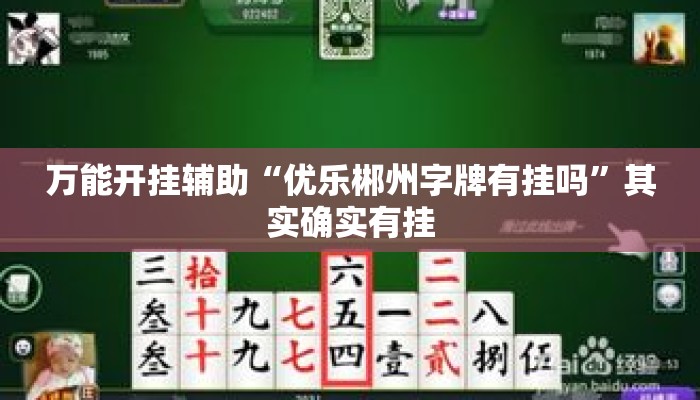 万能开挂辅助“优乐郴州字牌有挂吗”其实确实有挂