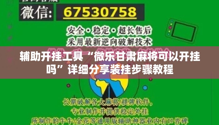 辅助开挂工具“微乐甘肃麻将可以开挂吗”详细分享装挂步骤教程