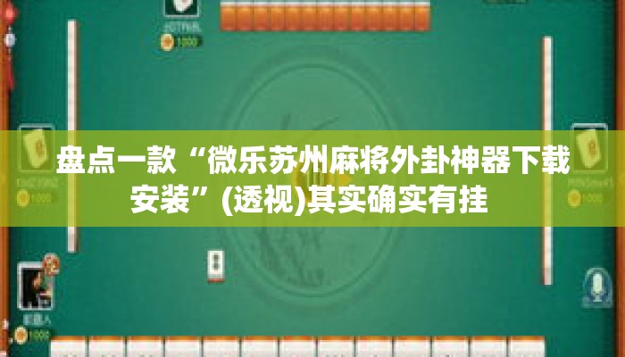 盘点一款“微乐苏州麻将外卦神器下载安装	”(透视)其实确实有挂 