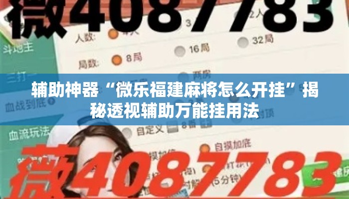 辅助神器“微乐福建麻将怎么开挂”揭秘透视辅助万能挂用法