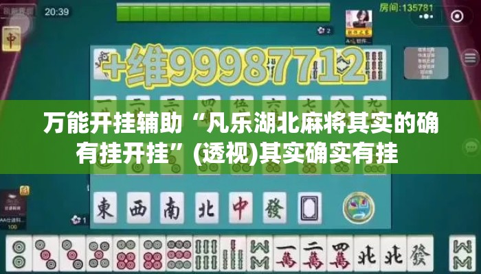万能开挂辅助“凡乐湖北麻将其实的确有挂开挂”(透视)其实确实有挂 