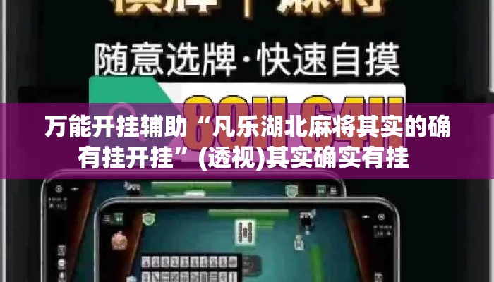 万能开挂辅助“凡乐湖北麻将其实的确有挂开挂”(透视)其实确实有挂 
