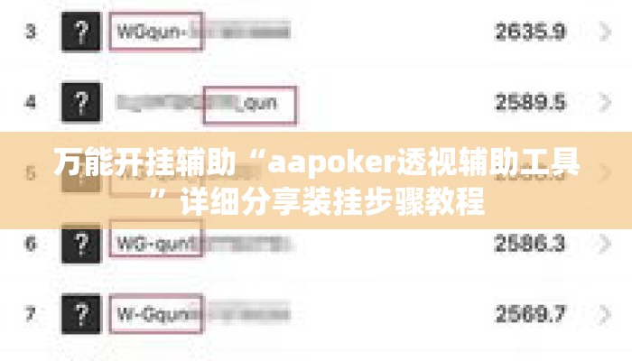 万能开挂辅助“aapoker透视辅助工具”详细分享装挂步骤教程