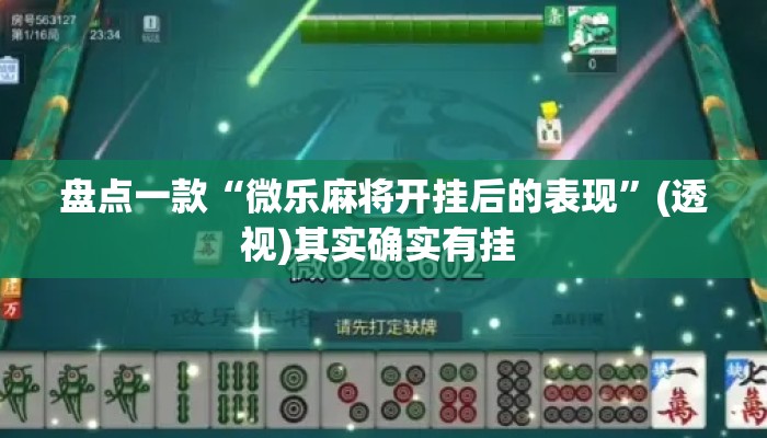 盘点一款“微乐麻将开挂后的表现	”(透视)其实确实有挂 