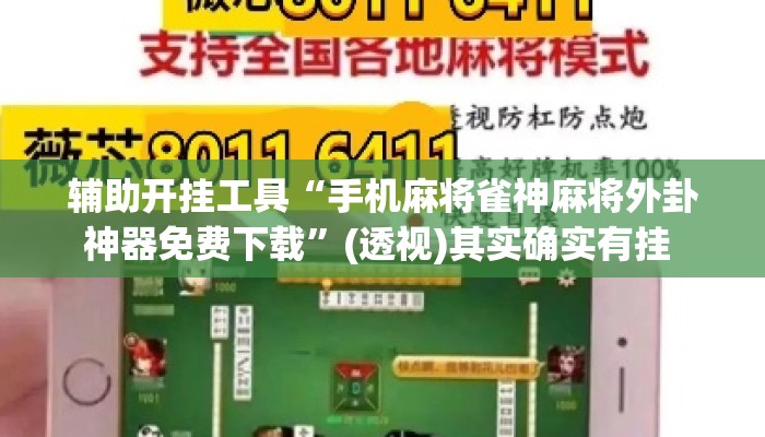 辅助开挂工具“手机麻将雀神麻将外卦神器免费下载”(透视)其实确实有挂 