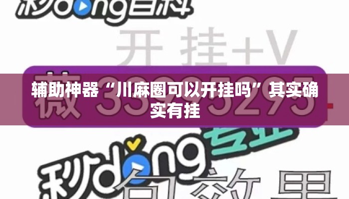 辅助神器“川麻圈可以开挂吗	”其实确实有挂