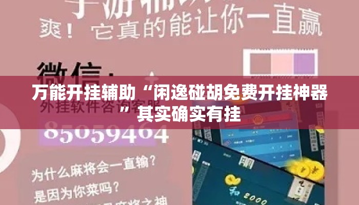 万能开挂辅助“闲逸碰胡免费开挂神器”其实确实有挂