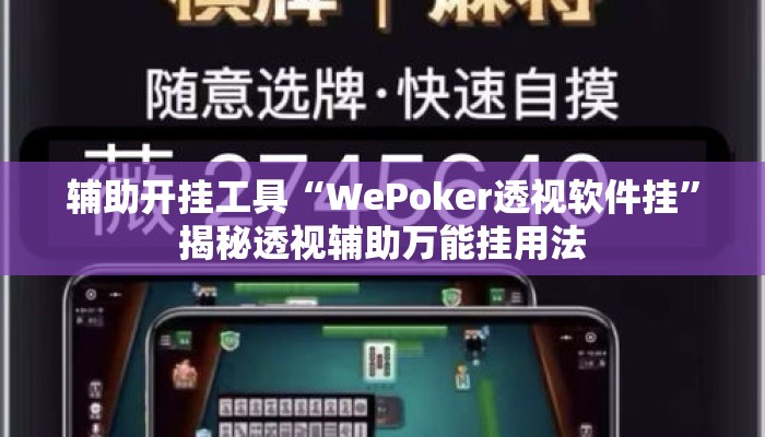 辅助开挂工具“WePoker透视软件挂	”揭秘透视辅助万能挂用法