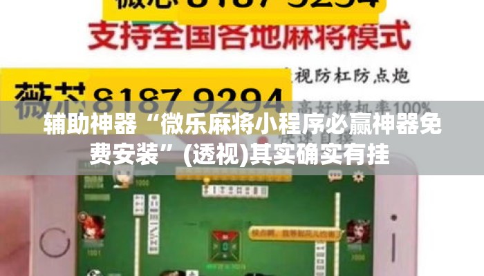 辅助神器“微乐麻将小程序必赢神器免费安装”(透视)其实确实有挂 