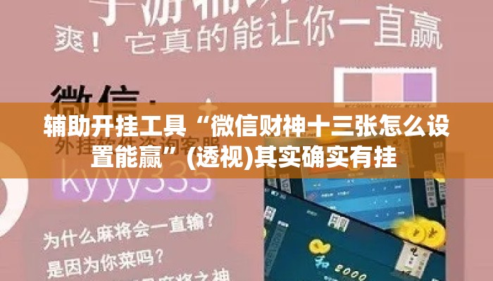 辅助开挂工具“微信财神十三张怎么设置能赢”(透视)其实确实有挂 