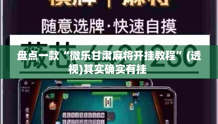 盘点一款“微乐甘肃麻将开挂教程”(透视)其实确实有挂 