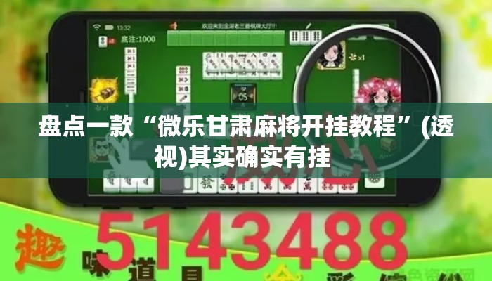 盘点一款“微乐甘肃麻将开挂教程”(透视)其实确实有挂 