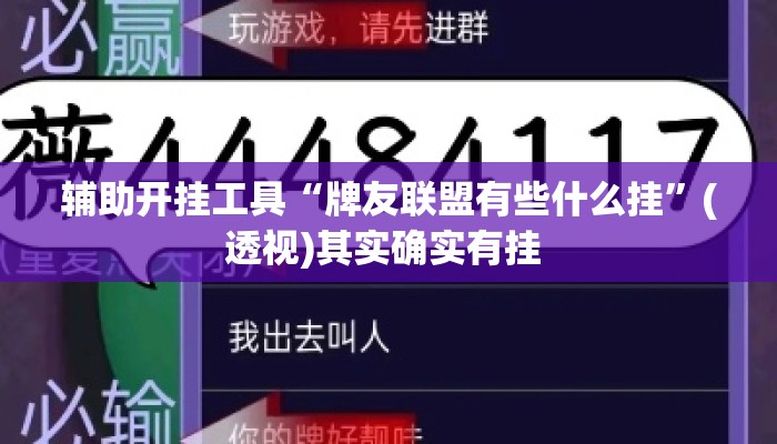 辅助开挂工具“牌友联盟有些什么挂”(透视)其实确实有挂 