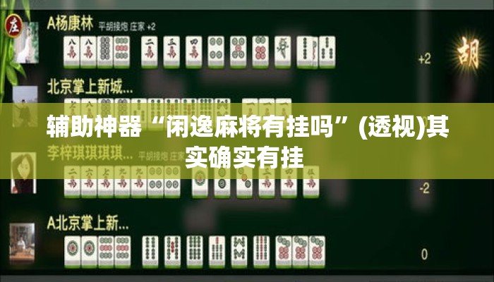 辅助神器“闲逸麻将有挂吗”(透视)其实确实有挂 