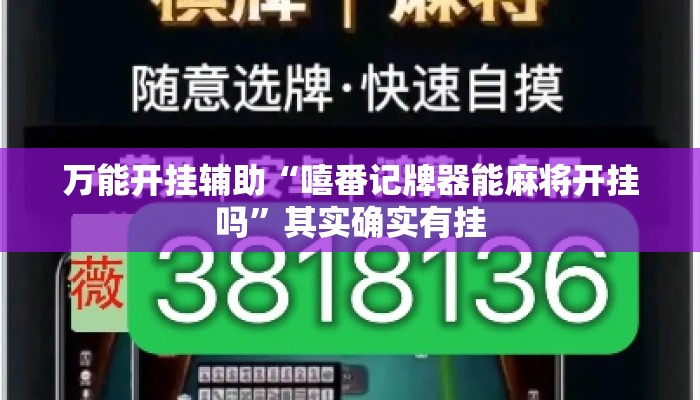 万能开挂辅助“嘻番记牌器能麻将开挂吗”其实确实有挂