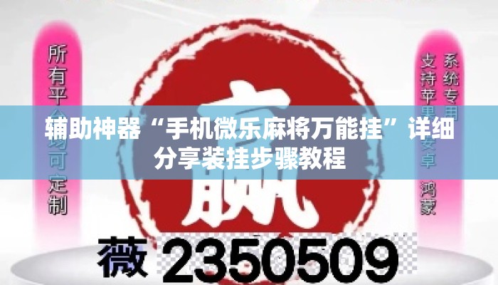 辅助神器“手机微乐麻将万能挂”详细分享装挂步骤教程
