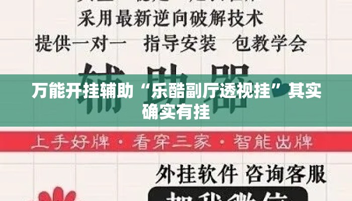 万能开挂辅助“乐酷副厅透视挂”其实确实有挂