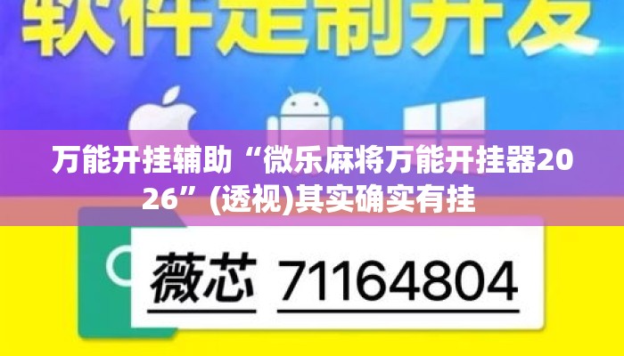 万能开挂辅助“微乐麻将万能开挂器2026”(透视)其实确实有挂 