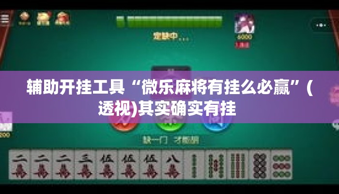 辅助开挂工具“微乐麻将有挂么必赢	”(透视)其实确实有挂 