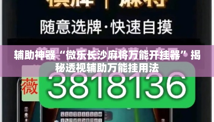 辅助神器“微乐长沙麻将万能开挂器	”揭秘透视辅助万能挂用法
