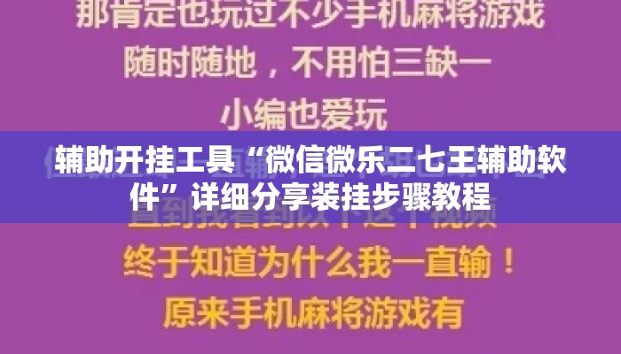 辅助开挂工具“微信微乐二七王辅助软件”详细分享装挂步骤教程