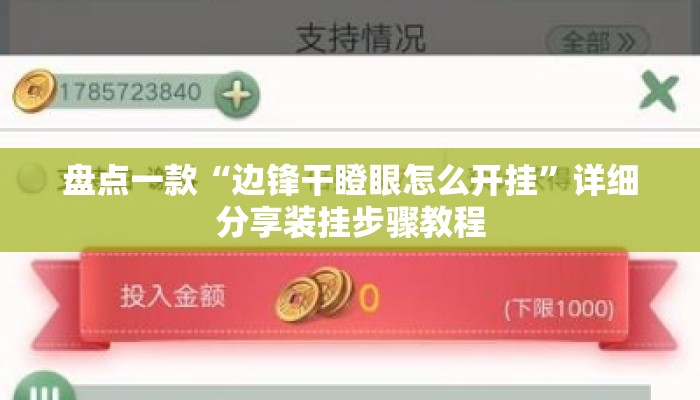盘点一款“边锋干瞪眼怎么开挂”详细分享装挂步骤教程