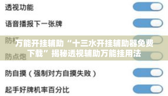 万能开挂辅助“十三水开挂辅助器免费下载”揭秘透视辅助万能挂用法