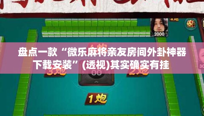 盘点一款“微乐麻将亲友房间外卦神器下载安装”(透视)其实确实有挂 