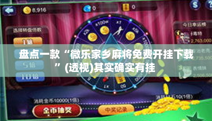 盘点一款“微乐家乡麻将免费开挂下载	”(透视)其实确实有挂 