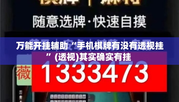 万能开挂辅助“手机棋牌有没有透视挂”(透视)其实确实有挂 