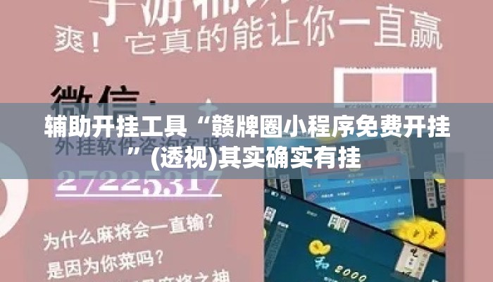 辅助开挂工具“赣牌圈小程序免费开挂”(透视)其实确实有挂 