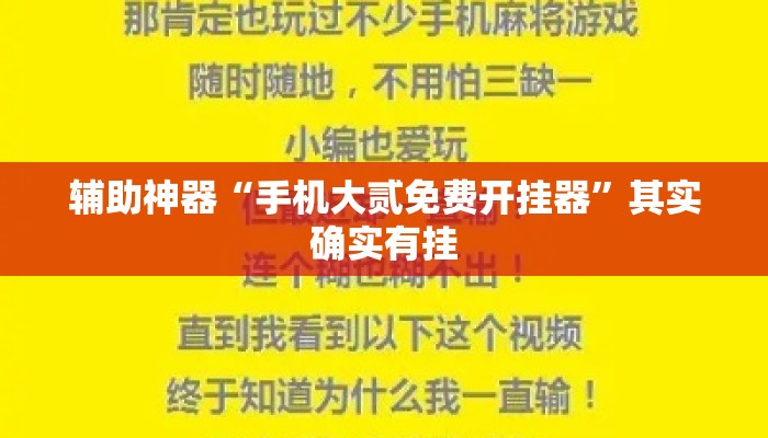 辅助神器“手机大贰免费开挂器”其实确实有挂