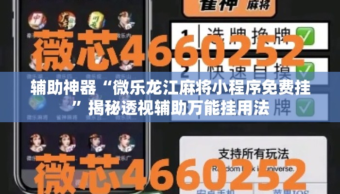 辅助神器“微乐龙江麻将小程序免费挂	”揭秘透视辅助万能挂用法