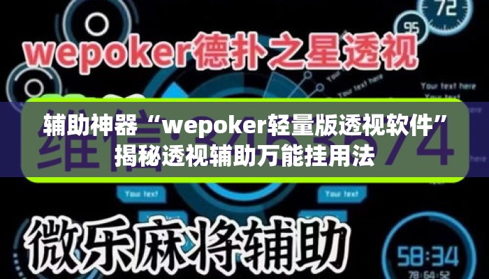 辅助神器“wepoker轻量版透视软件”揭秘透视辅助万能挂用法