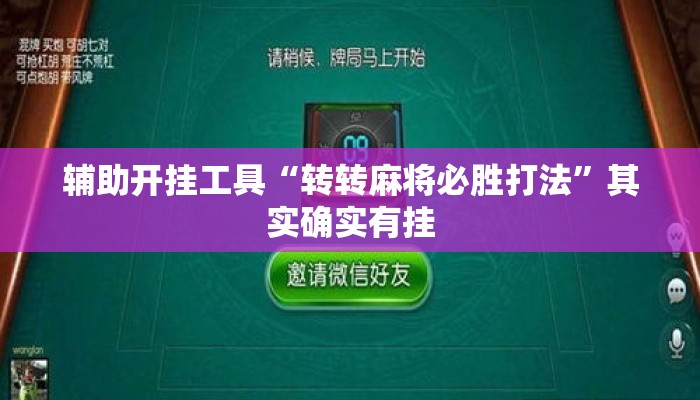 辅助开挂工具“转转麻将必胜打法”其实确实有挂