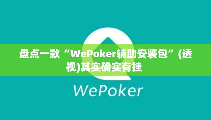 盘点一款“WePoker辅助安装包”(透视)其实确实有挂 