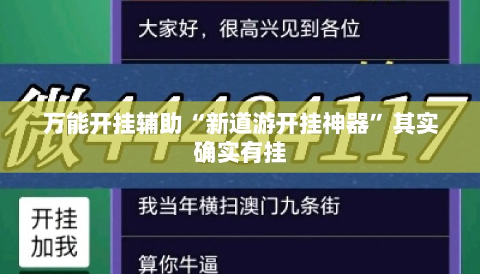 万能开挂辅助“新道游开挂神器”其实确实有挂