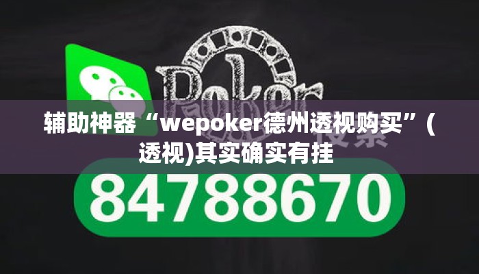 辅助神器“wepoker德州透视购买”(透视)其实确实有挂 