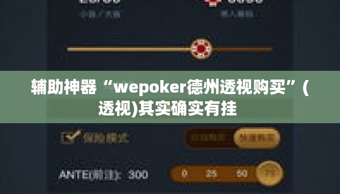 辅助神器“wepoker德州透视购买”(透视)其实确实有挂 