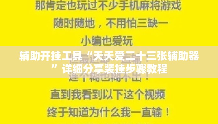 辅助开挂工具“天天爱二十三张辅助器”详细分享装挂步骤教程