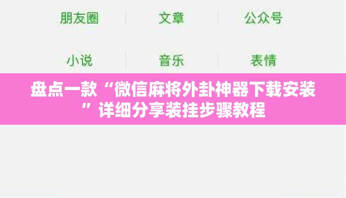 盘点一款“微信麻将外卦神器下载安装”详细分享装挂步骤教程