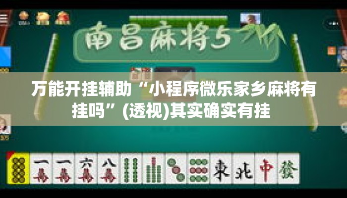 万能开挂辅助“小程序微乐家乡麻将有挂吗”(透视)其实确实有挂 