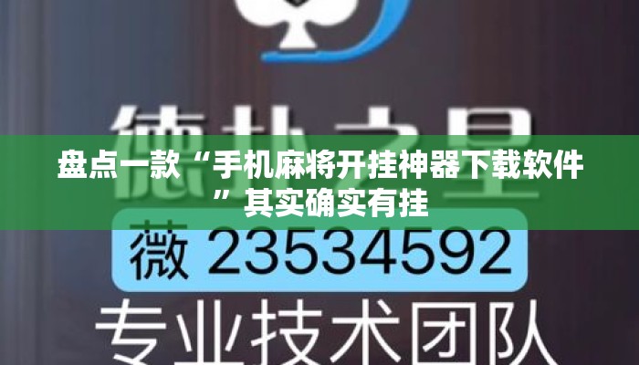 盘点一款“手机麻将开挂神器下载软件”其实确实有挂