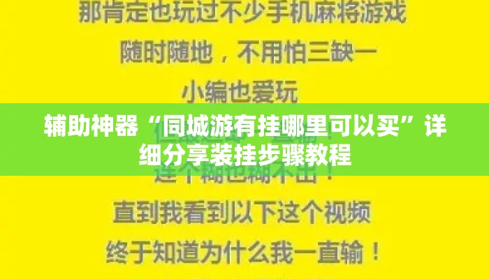 辅助神器“同城游有挂哪里可以买”详细分享装挂步骤教程