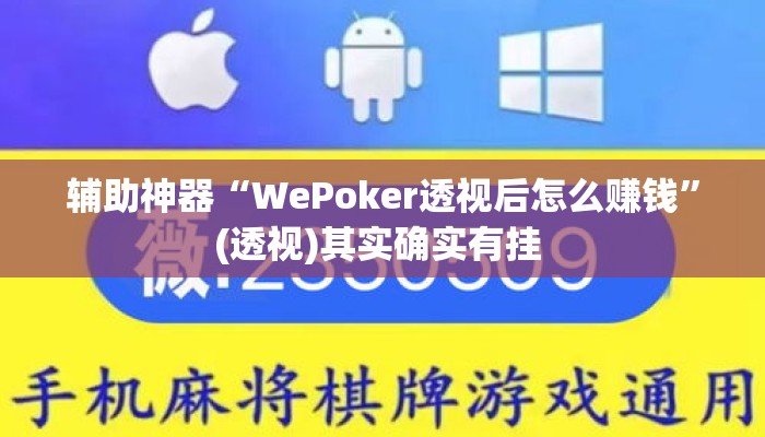 辅助神器“WePoker透视后怎么赚钱	”(透视)其实确实有挂 