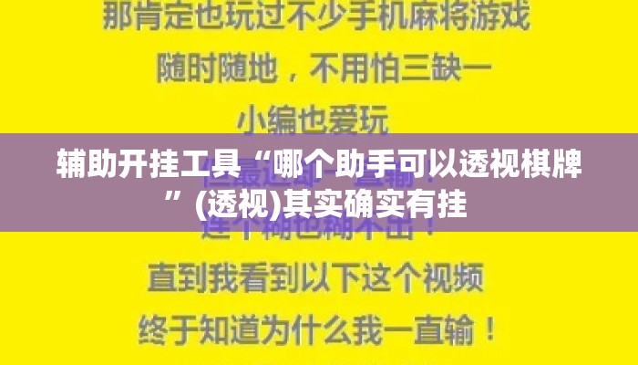 辅助开挂工具“哪个助手可以透视棋牌	”(透视)其实确实有挂 