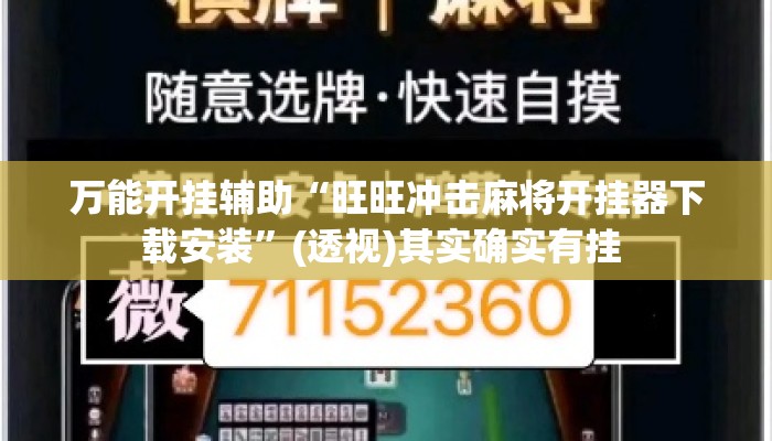 万能开挂辅助“旺旺冲击麻将开挂器下载安装”(透视)其实确实有挂 